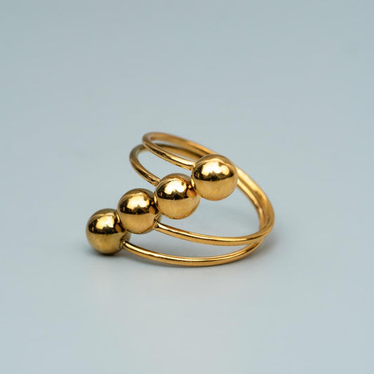 TIVA Porcelain 4 Ball Adjustable Ring for Women