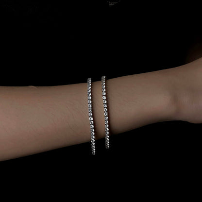MONDE Gld/Silver Tennis Round Link Bracelet Full Embedded Fashion For Women