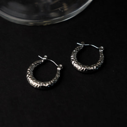GARETT Gld/Silver Hammered Style Hoop Earrings