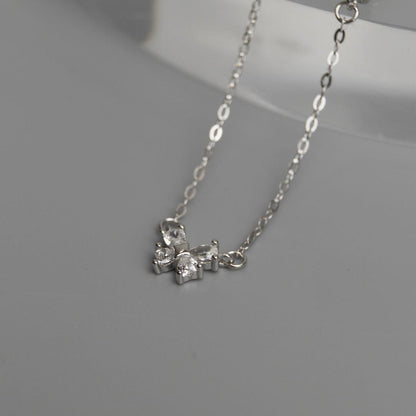 FARAH S925 Silver Mini Buttefly Heart Pendant Chain Necklace for Women