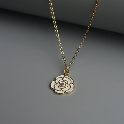 SHOA S925 Silver Vermeil Plated Flower Necklace