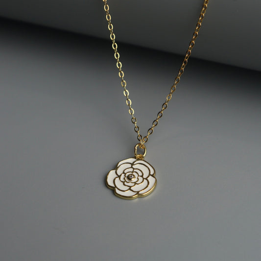 SHOA S925 Silver Vermeil Plated Flower Necklace
