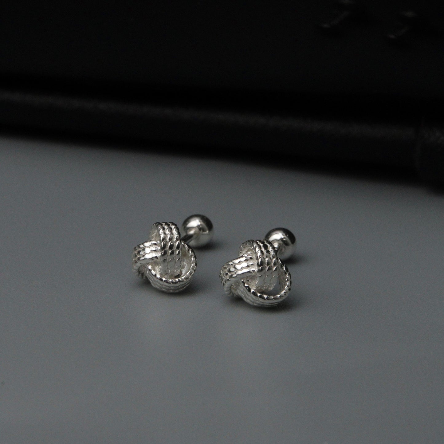 INILIE S925 Silver Twisted Knot Stud Earrings Women's