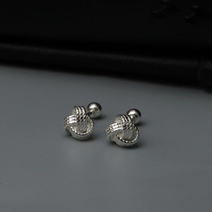 INILIE S925 Silver Twisted Knot Stud Earrings Women's