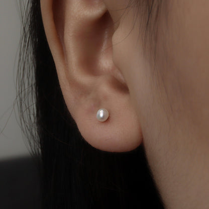 SHORE S925 Silver 3mm Pearl Stud Earrings Women's