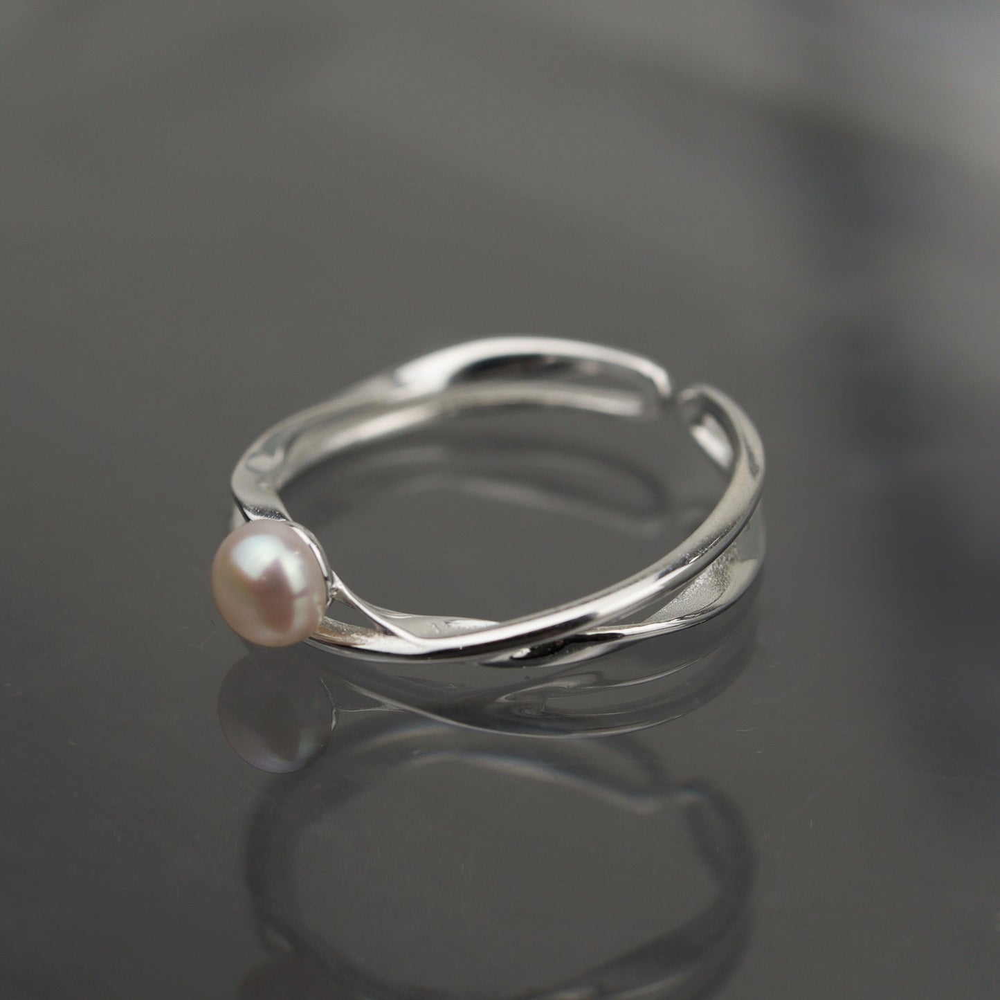 MYLO S925 Silver Fresh Water Pearl Adjustable Ring
