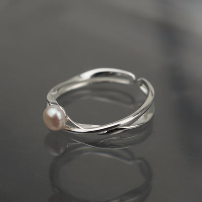 MYLO S925 Silver Fresh Water Pearl Adjustable Ring