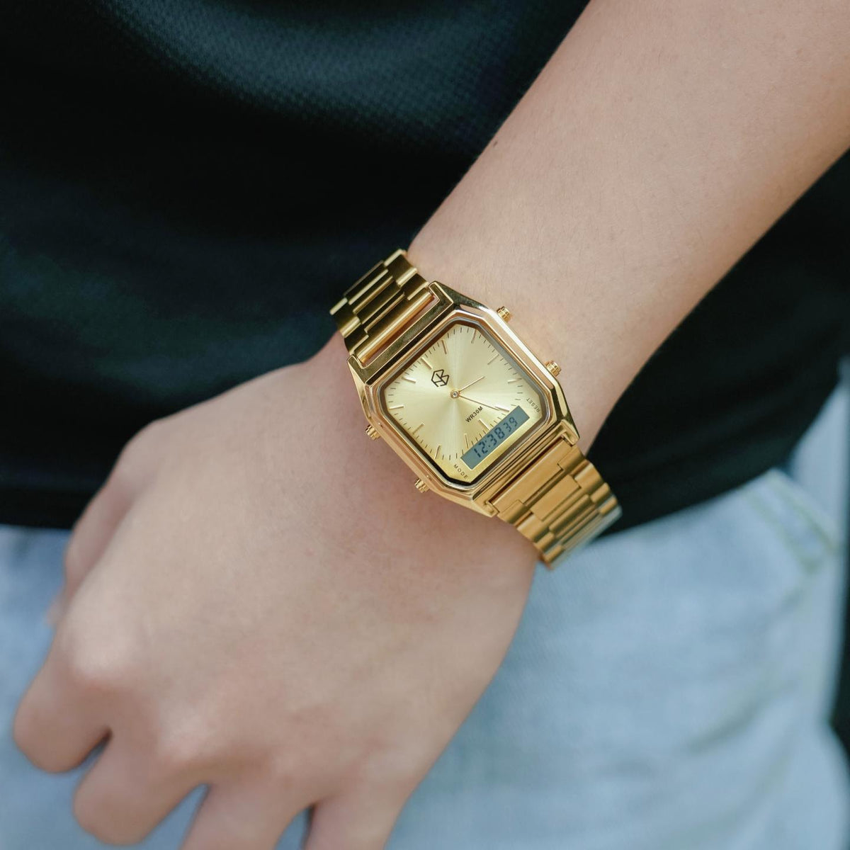 OMNIX Square Modern Style Unisex  Digital/Analog Watch