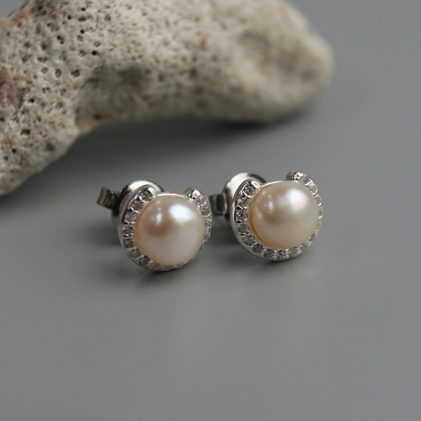 PURLIE S925 Silver White Fresh Water Pearl