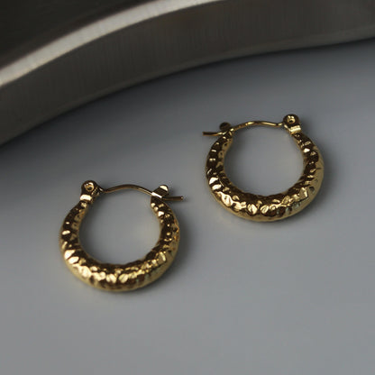 GARETT Gld/Silver Hammered Style Hoop Earrings