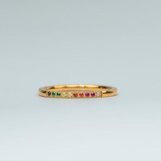 HIELLE Colorful Centered Embedded Thin Ring for Women