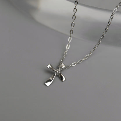 CRUXIA S925 Silver Knot Cross Pendant Chain Necklace for Women