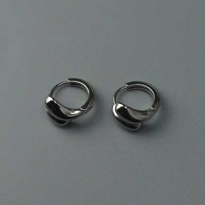 ALNIE Silver Water Drop Huggie Earrings Women's
