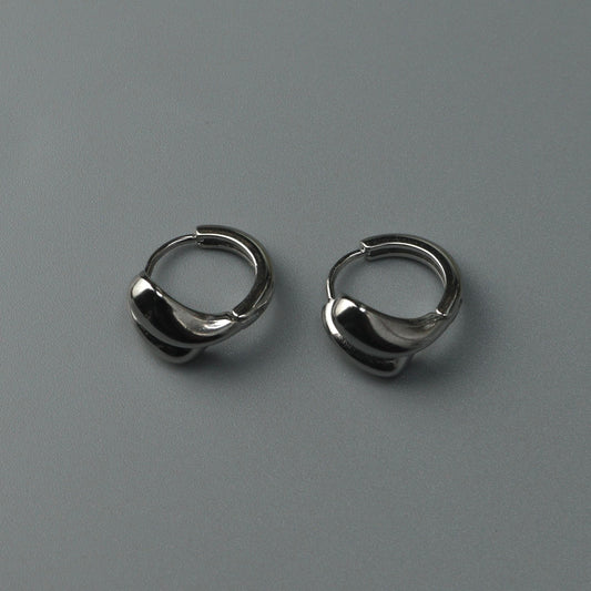 ALNIE Silver Water Drop Huggie Earrings Women's