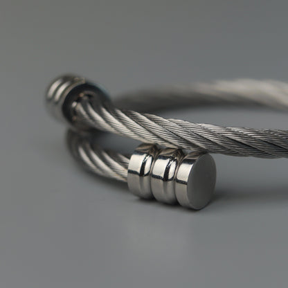 ZAE Silver Twisted Flexible Bangle For Women Men Unisex