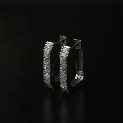 BREE Rectangle Silver/Gld Small & Big Edge Embedded Clip Earrings