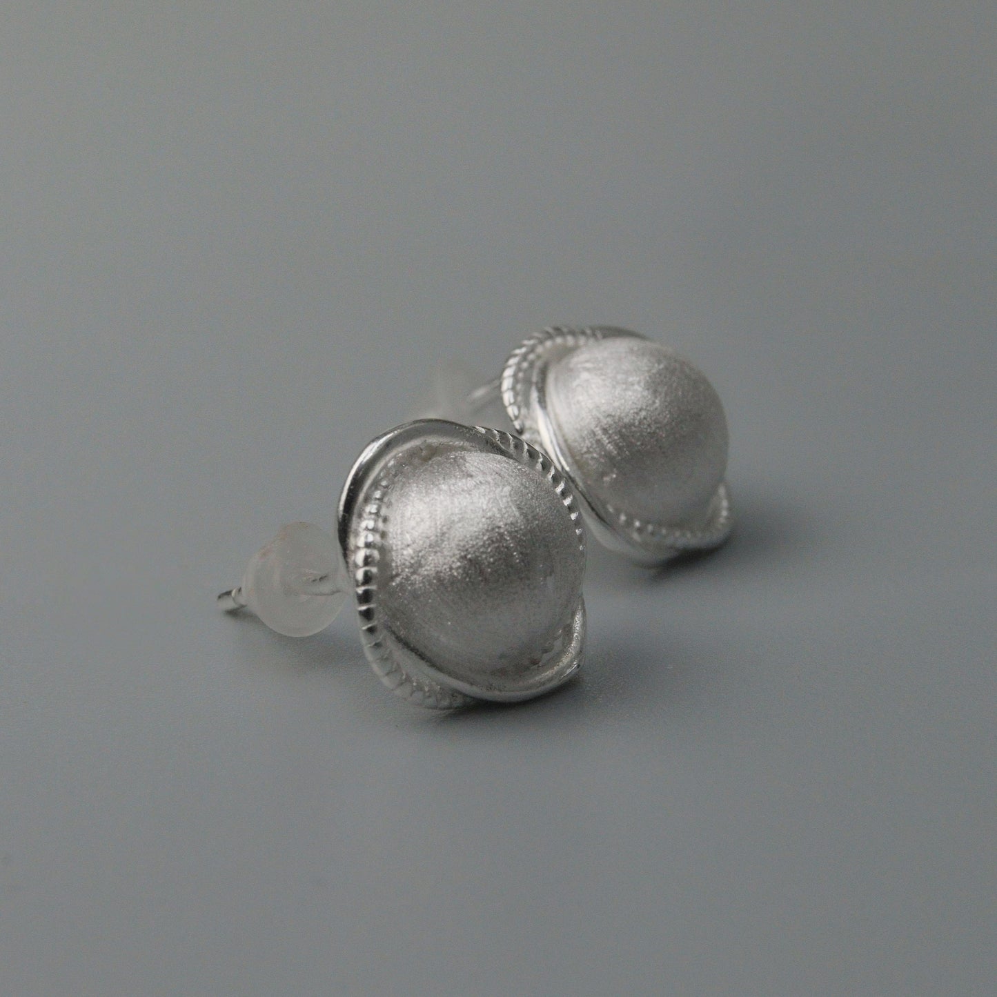 BORIS S925 Silver Dome Circular Stud Earrings