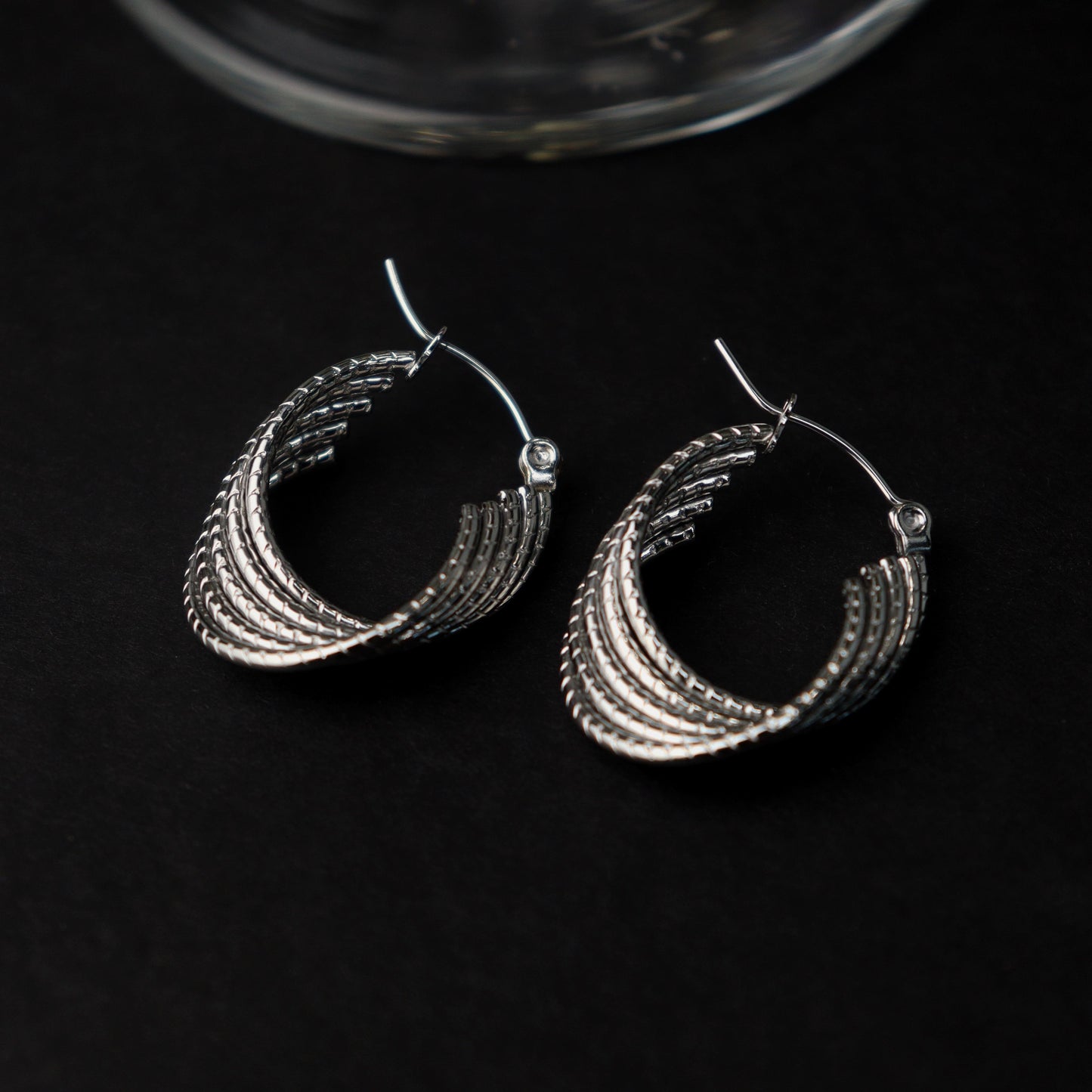 GUNNER Silver/Gld 5 Layered Bamboo Twisted U-Shape Hoop Earrings