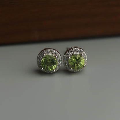 Pawnable Peridot Gemstone S925 Silver Stud Earrings with AGCL Certification