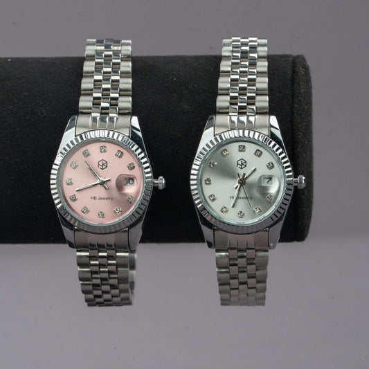 BLADE/BLATHEN Silver Rose Pink Dial Women’s Fashion Quartz Watch with Slim Strap