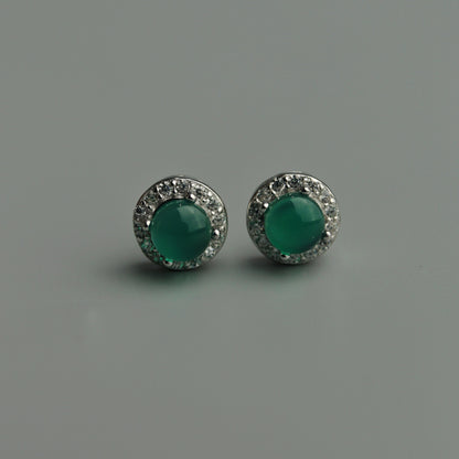 Pawnable Natural Chrysoprase Quartz Gemstone S925 Silver Stud Earrings with AGCL Certification