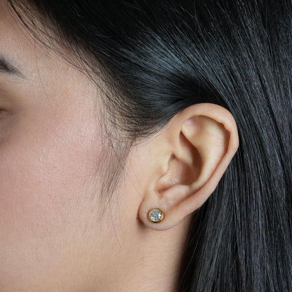 AUREN 6mm Round Stud Earrings for Women's