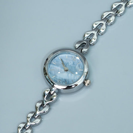 JESSA Blue Dial Silver-Tone Round Slim Minimalist Women’s Quartz Wrist Watch