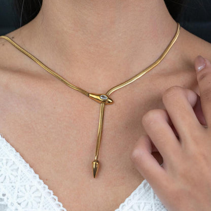SERELLE Snake Head Tail Flat Chain Necklace