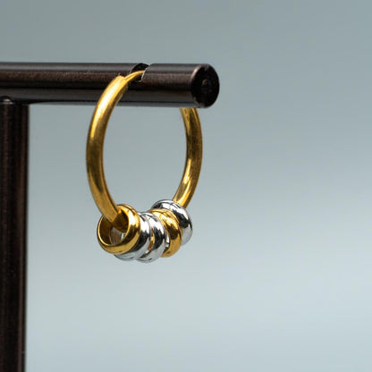 PAV Two Toned Beads Circular Hoop Earrings for Women's