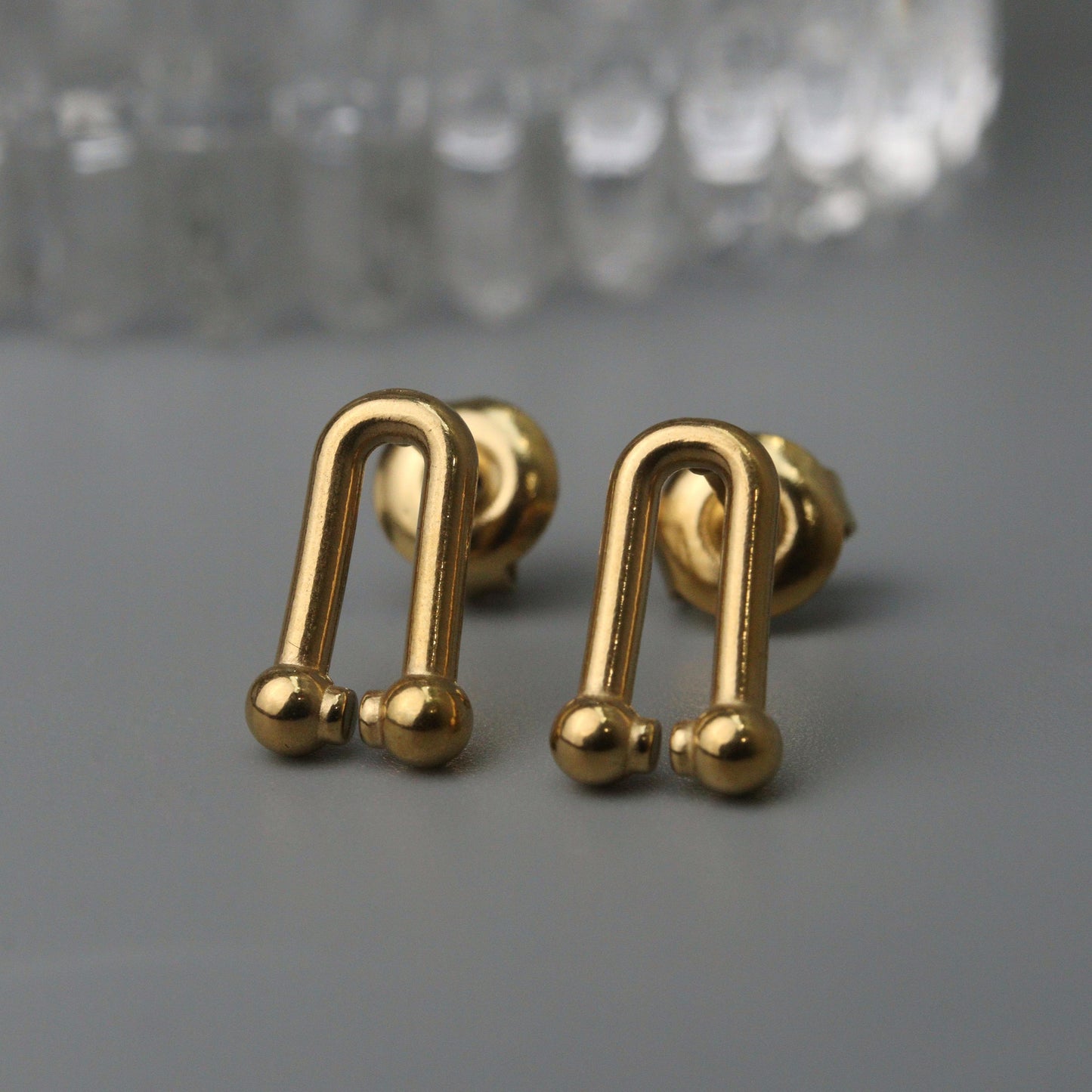 LIEAME Mini Buckle Stud Earrings Women's