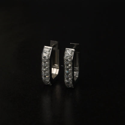 BREE Rectangle Silver/Gld Small & Big Edge Embedded Clip Earrings