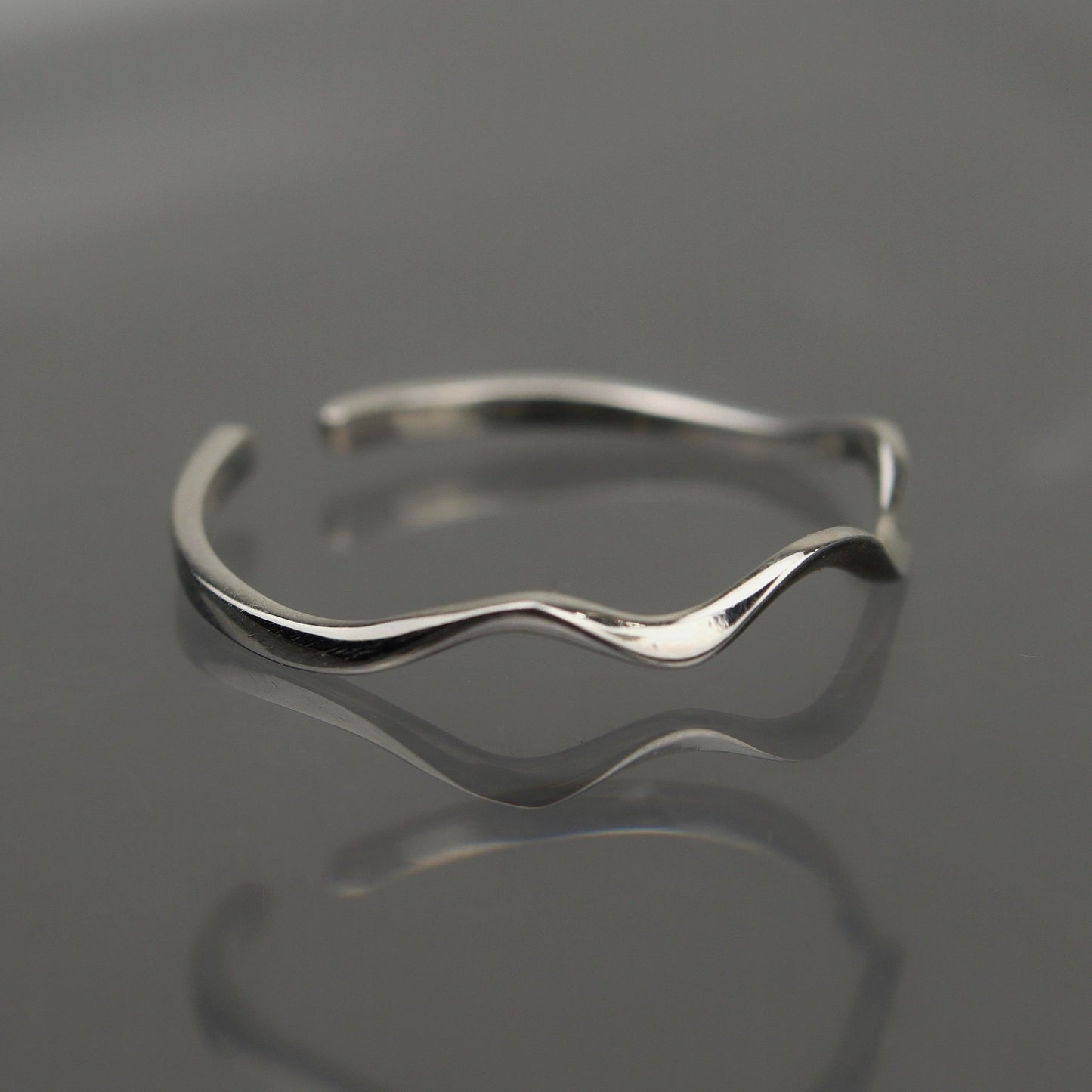 ELIEL S925 Silver Wavy Open Adjustable Ring for Women