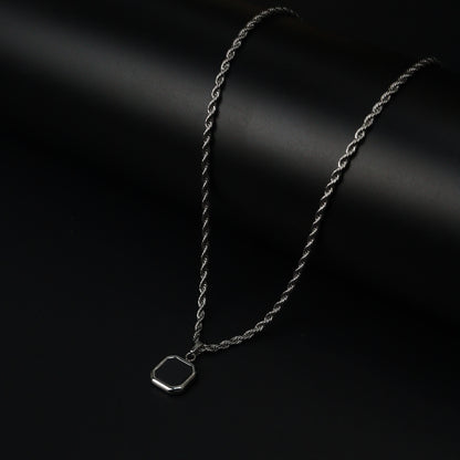 Men Jewelry FRYZER Black Square Silver Types Chain Necklace For Men's