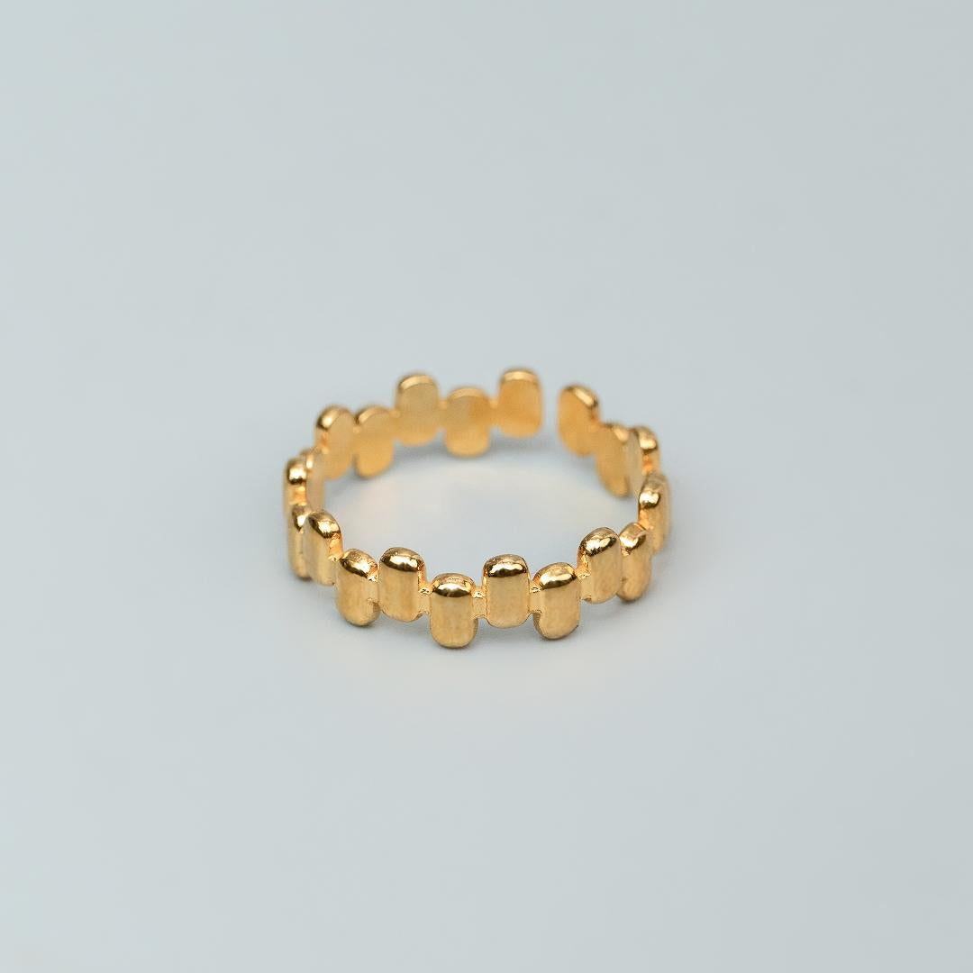 VION Uneven Rectangle Hip-Hop Adjustable Ring for Women