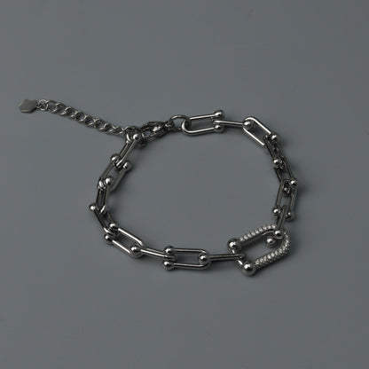 Silver BENICE Centered U Full Embedded Hollow Buckle Bracelet Fashion For Women