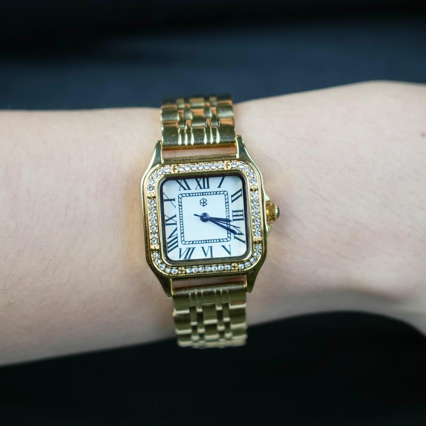 FROSELIX Gold Ice Square Roman Numerical Women's Minimalist Fashion Watch