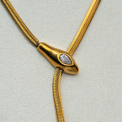 SERELLE Snake Head Tail Flat Chain Necklace