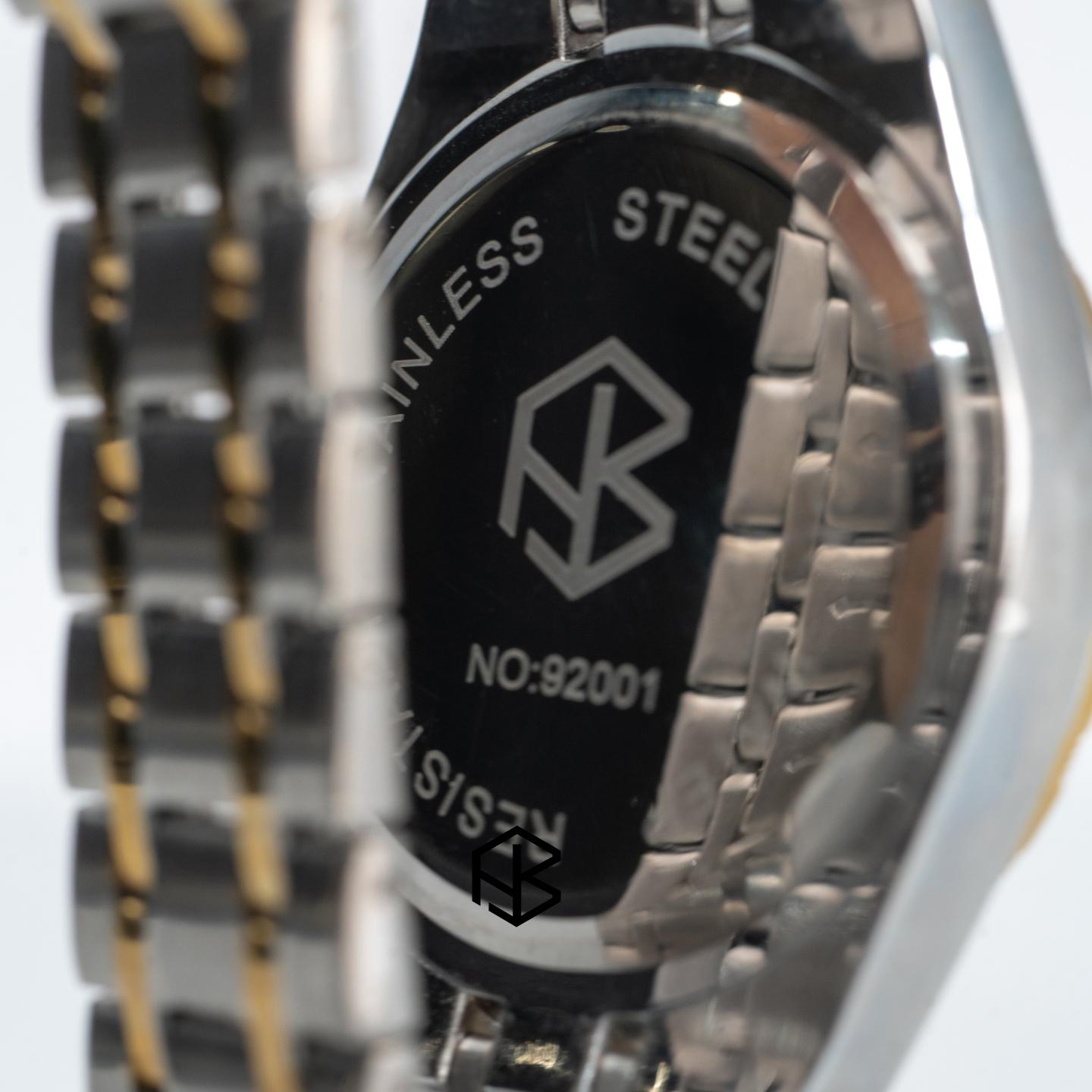 MARVONE Roman Numerical Luminous Dial Snake Two-Tone Men's Watch with Date and Day Display