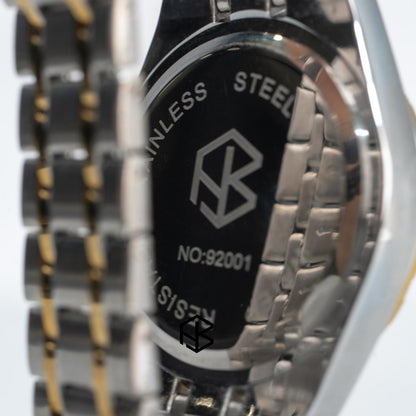 MARVONE Roman Numerical Luminous Dial Snake Two-Tone Men's Watch with Date and Day Display