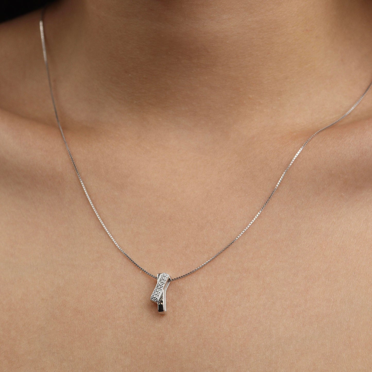 CRUSEN S925 Silver Cross Bar Chain Necklace for Women