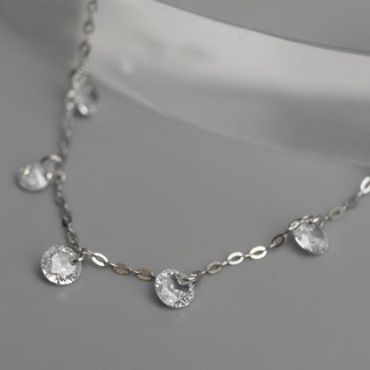 DRISELE S925 Silver Little Stars Dangling Pendant Chain Necklace for Women