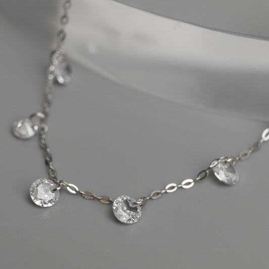 DRISELE S925 Silver Little Stars Dangling Pendant Chain Necklace for Women