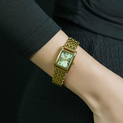 ZORIN Gold Rectangle Roman Numerical Women's Fashion Watch