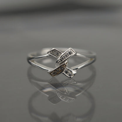 MIRA S925 Silver X Knot Adjustable Ring for Women