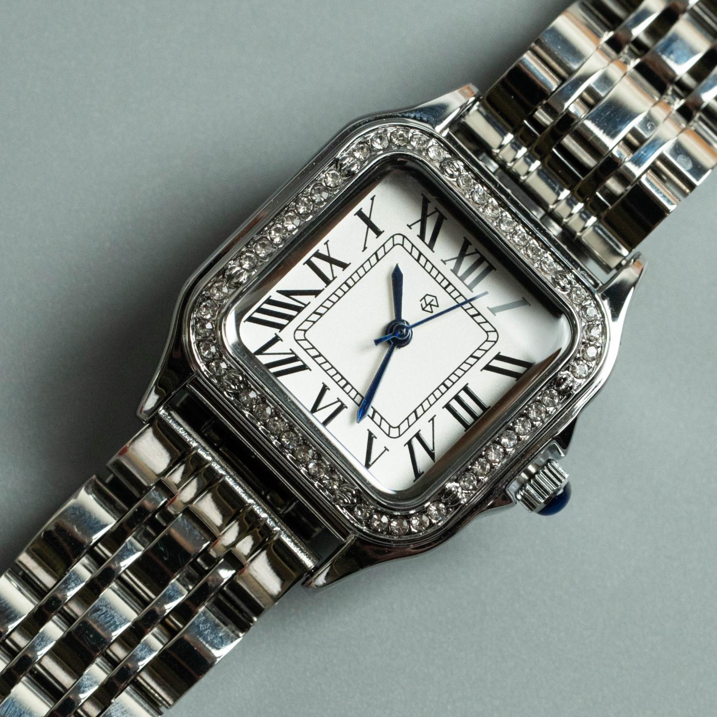 FROSTELIX Silver Ice Rectangle Roman Numerical Minimalist Unisex Watch