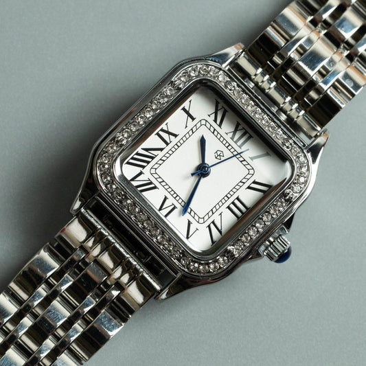 FROSTELIX Silver Ice Rectangle Roman Numerical Minimalist Unisex Watch
