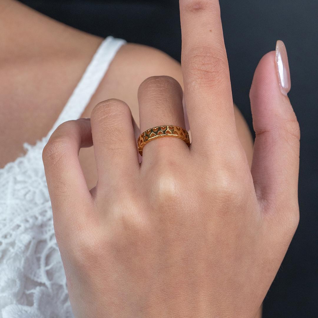 GIRA Hollow Hearts Ring Size 6 for Women