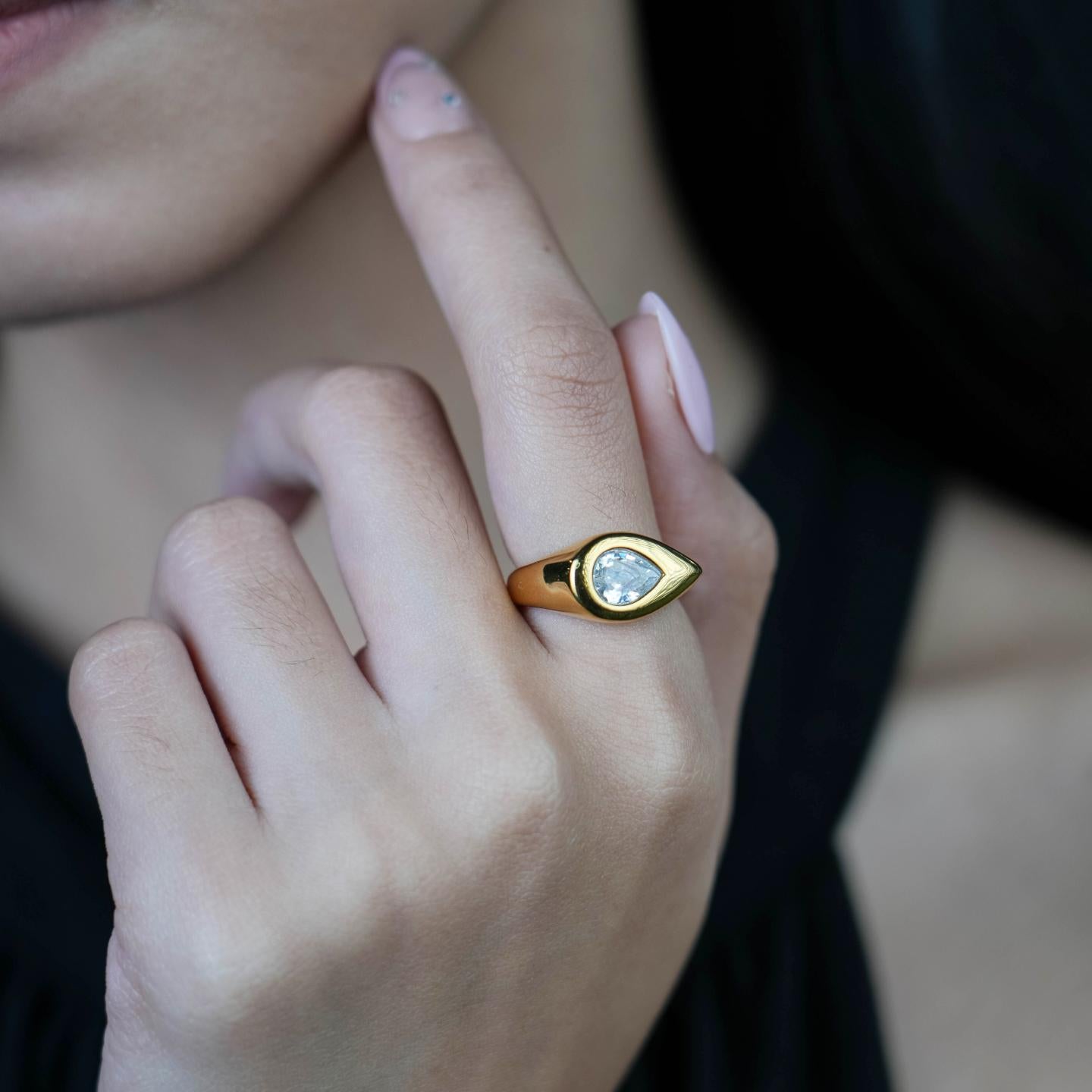 TEVA Centered TearDrop Shape Rings