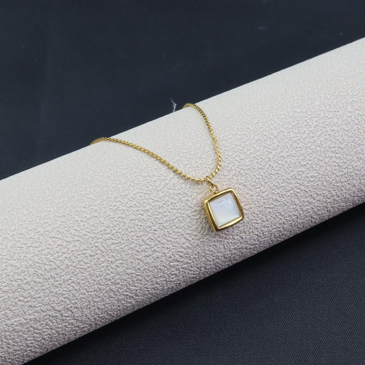 MISTY White Square Pendant Necklace for Women