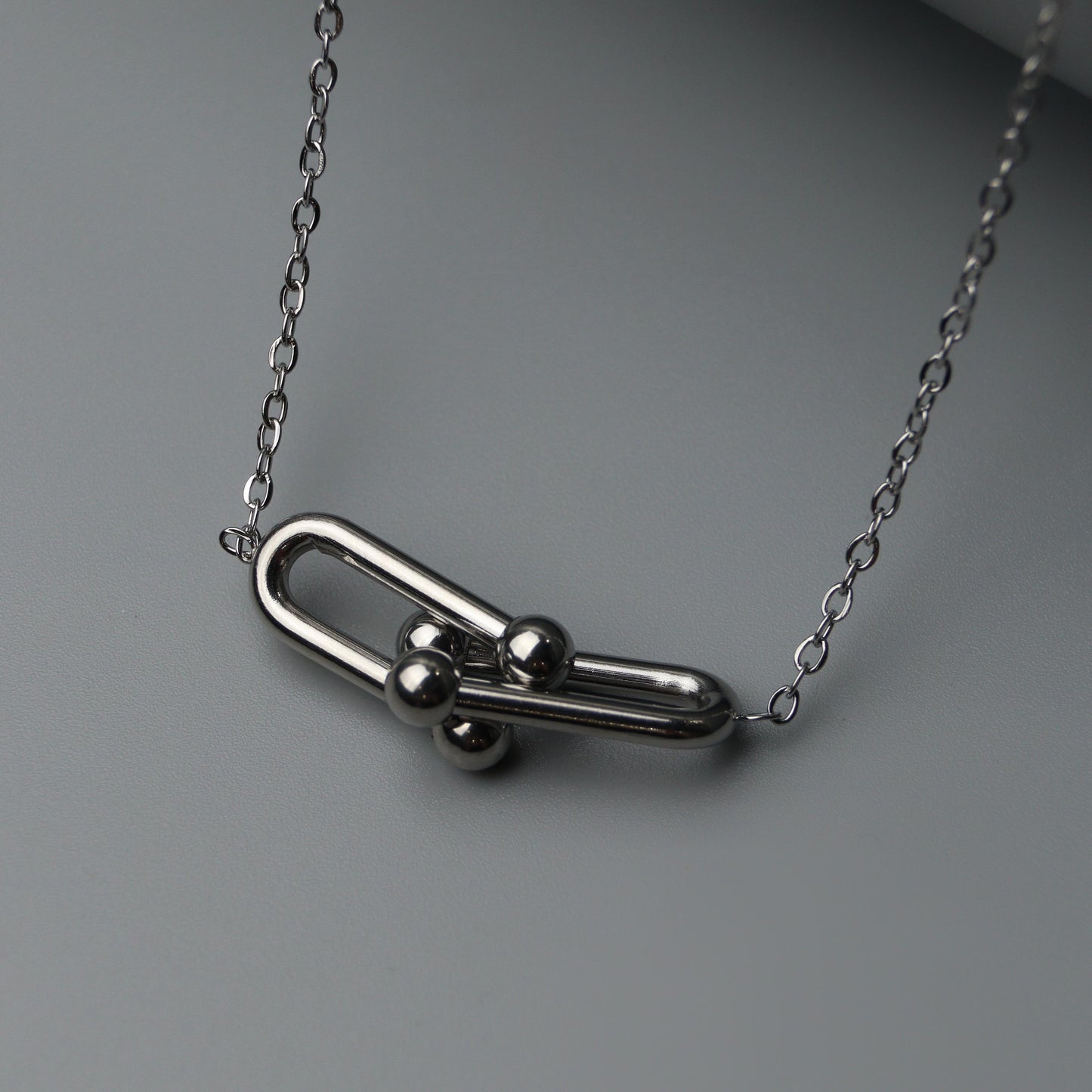 MILENA Silver Double Buckle Pendant Chain Necklace